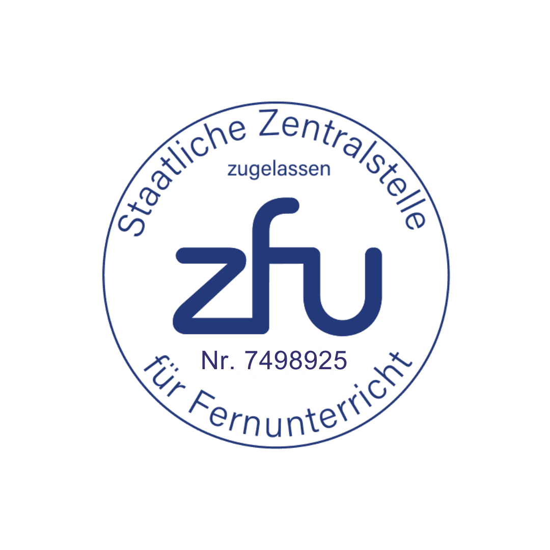 ZFU-Siegel für den Fernkurs "Integrationshelfer Down-Syndrom" und der Nummer 7498925